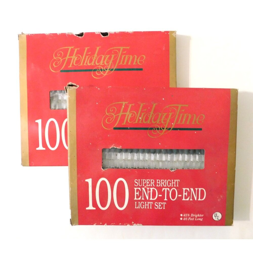 2 Holiday Time 100 Super Bright End-To-End Light Set 46 Feet Long Indoor/Outdoor